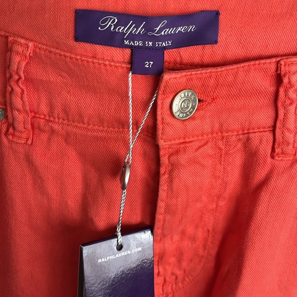 NWT Ralph Lauren Purple Label Resort Orange Linen Cotton 160 Slim Jean Pants 27 - Picture 4 of 12